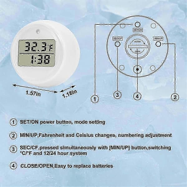 Isterapi Termometer og Timer, Vandtermometer til Isterapi, Vandtæt Koldtvandsbad Isterapi Tilbehør Valkoinen