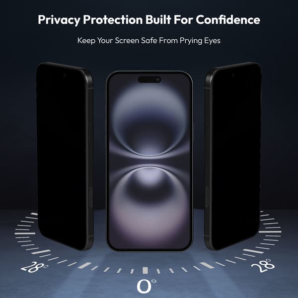 2-Pack Iphone 16 Privacy Skärmskydd - Härdat Glas | [Automatisk Installation] - Bubbelfritt