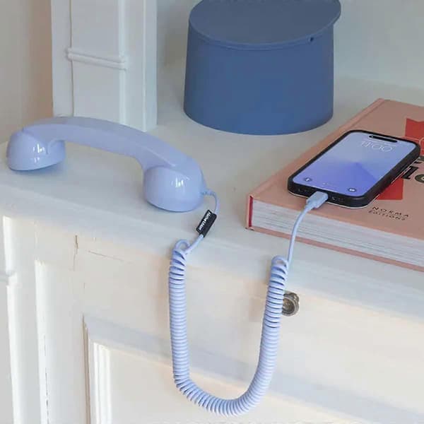 POP Retro USB-C-telefon med mikrofon för samtal och video, ljusblå Light Blue