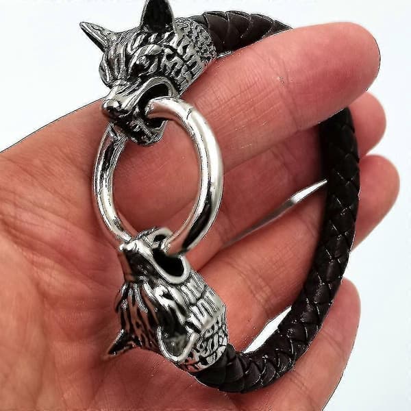 Armbånd med ulvehode i rustfritt stål for menn Hk—ls