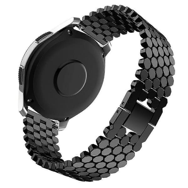 xDfind Fish Scale Texture Metal Watch Band Black 22mm