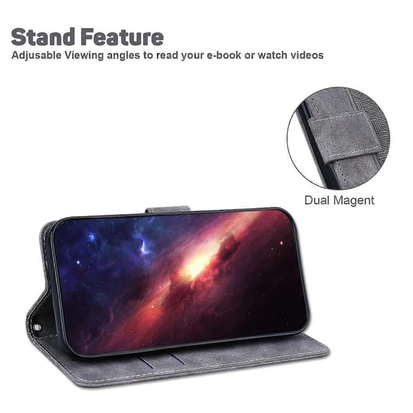 Til Nothing Phone 1 Geometrisk præget flip læder telefoncover Grey
