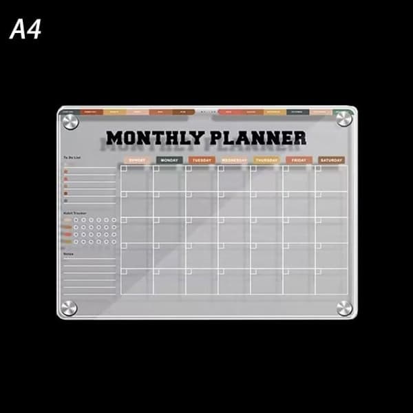 Magnetisk Akryl Kalender Transparent Kjøleskapskalender