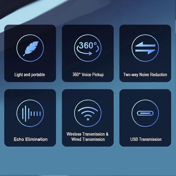 Omnidirektionel mikrofon trådløs videokonference højttalertelefon USB Bluetooth mikrofon til Skype Zoom PC bærbar computer[ls] Harmaa