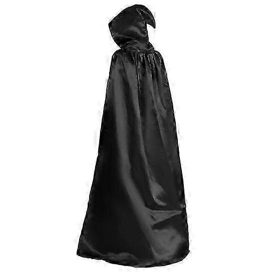 Barne Halloween-kappe til kostyme, hette middelaldersk trollmannskappe black 110cm