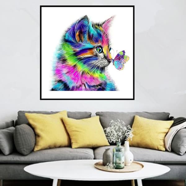 5D Kat Rhinestone-maleri DIY Levende Farver Boligindretning Gave