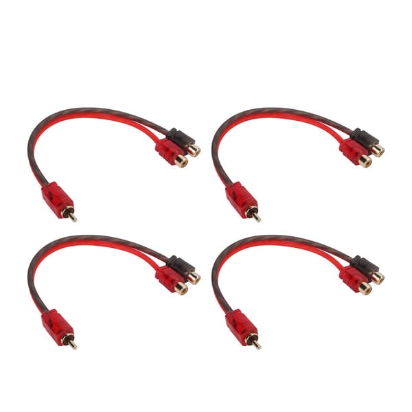 4-pack RCA-kabel hane till 2 hona Y-splitter för bilstereo högtalarsystem