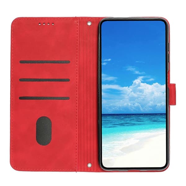 Hudfølelse Hjertepræget Læder Telefoncover med Lang Snor til Google Pixel 8a Red