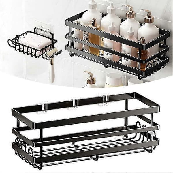 Stor bruseopbevaringsholder i rustfrit stål Pladsbesparende organiseringsstativ til bruser—ls 3 Piece Storage Rack