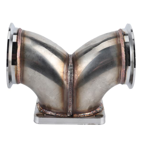 VBand dobbel inntak Y-rør bøyadapter 3 tommer for V6 V8 motor T4 turbolader Twin Scroll flens