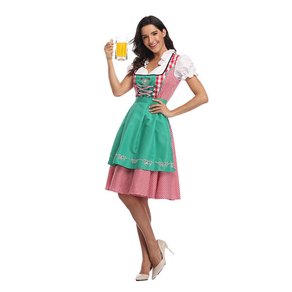 München Oktoberfest flickklänning, ljusgrön, storlek L