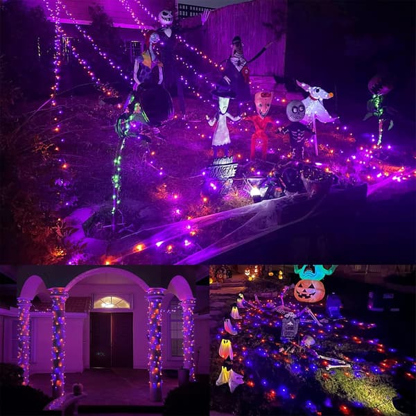 Extra långa 328 FT Fairy String Lights, 1000 LED utomhus julbelysning Orange&Purple