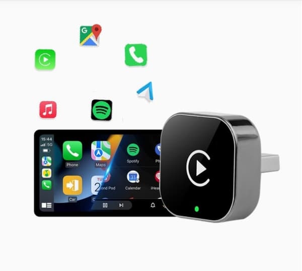 2-i-1 trådløs CarPlay-adapter og trådløs Android Auto-adapter – Smart Mini Box USB-dongle med Plug & Play og hurtig WiFi-forbindelse
