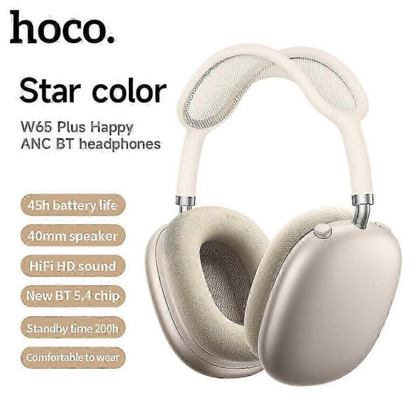 W65 Plus Max ANC Brusreducerande Bluetooth-hörlurar Over-Ear Stora hörlurar Headset med magnetiska öronkåpor blue