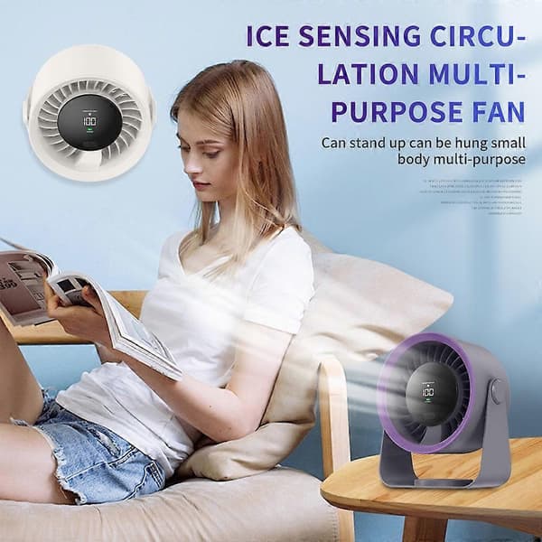 SL622 Bordventilator 100 Hastighed LCD Digital Display Trådløs Bord Væghængt Ventilator til Soveværelse Kontor Grey