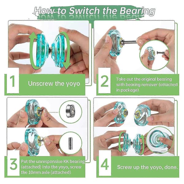 K2 Plus Crystal Responsive Yoyo, dobbelt Yo-yo med udskiftning ikke-responsiv til øvede, grøn