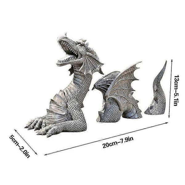 flyvende drage statue og vinger, haveudsmykning håndværkspynt (flere muligheder)[ls] Silver