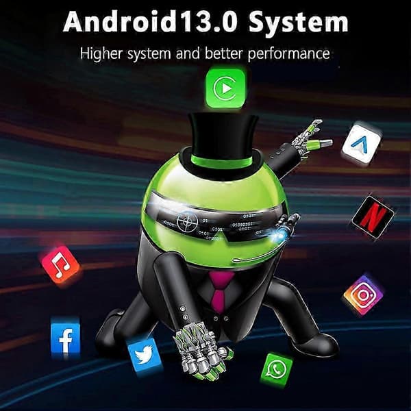 AI Box Trådløs CarPlay Android Auto/Carplay/Android 13 Smart TV Box WiFi 6 Bluetooth Trådløs Biladapter 2+32G Black 2+32G