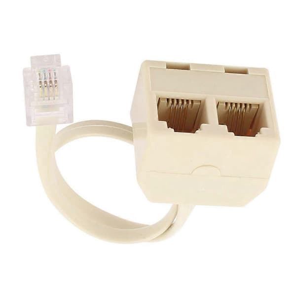 RJ11 6P4C Han til Hun 2-vejs Stik Telefonstik Linjedeler Adapter—ls