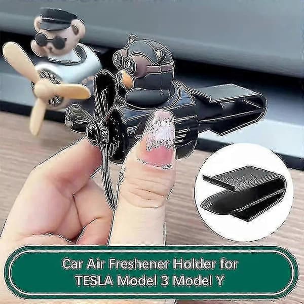 4 pakker luftfriskeradapter til Tesla Model 3 / Y 2017-2023 luftventilclips friskerholder med afstandsstykker i midten