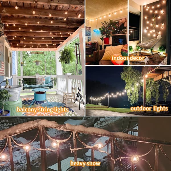 30m Outdoor String Lights, 50+2 G40 LED Bulbs, IP44 Waterproof for Patio and Party, Dimmable with Remote Control 30m
