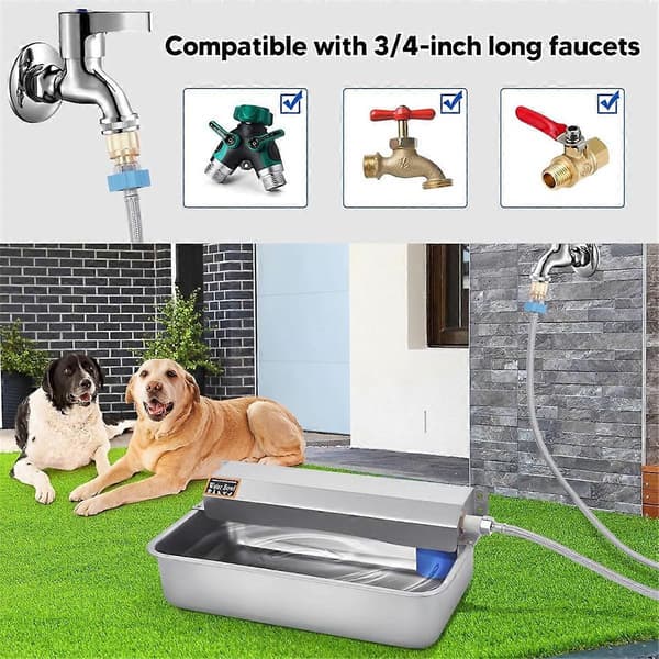 Automatisk vanddispenser til hund, 2 gallon 304 rustfrit stål stor vandskålsdispenser til Ind—ls