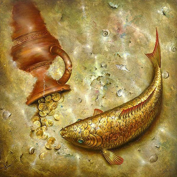 30x40CM Handgjord 5D Konstnärlig Diamantmålning - Guldfisk, lämplig