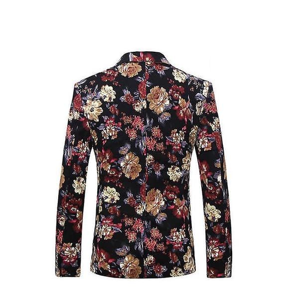 Herr 2-delad kostym blommig enknapps slim fit tweedkostym L