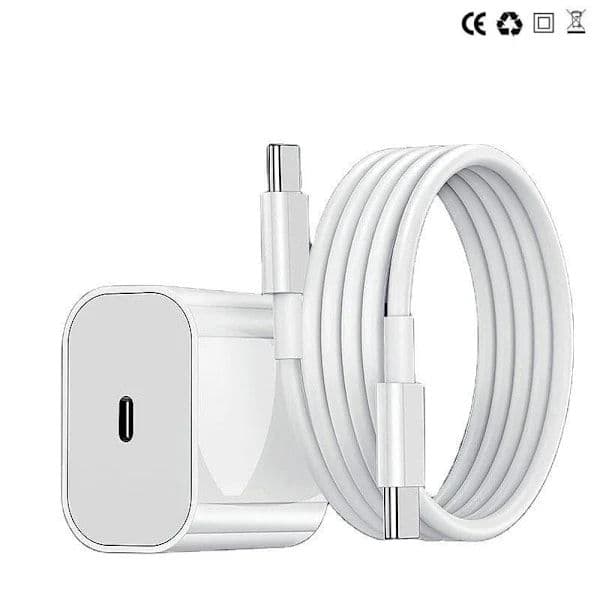 2-pack iPhone-laddare - Snabbladdare + Adapter + 20 W-kabel Vit, One Size, iPhone NT 2-pack, USB-C-set