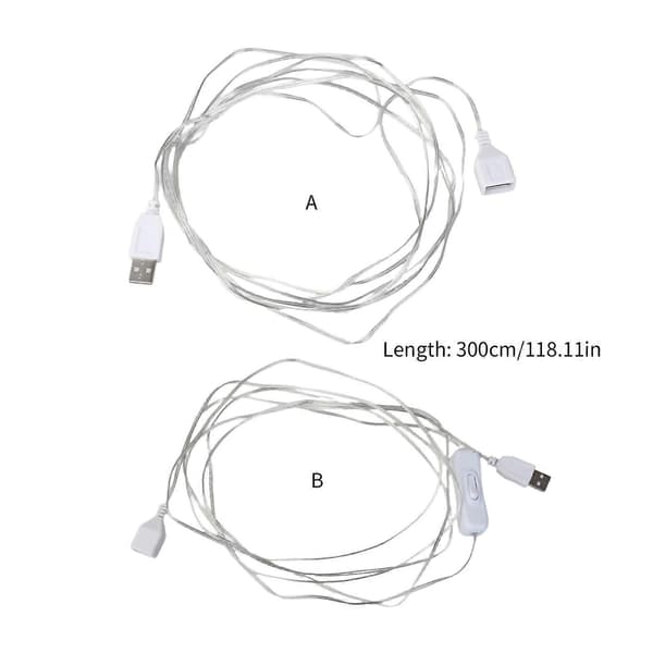 3.0M 9.84ft USB-forlængerkabel USB Han til Hun Tilslutningskabel til 5V2A Lys Ventilator Opladning—ls No switch