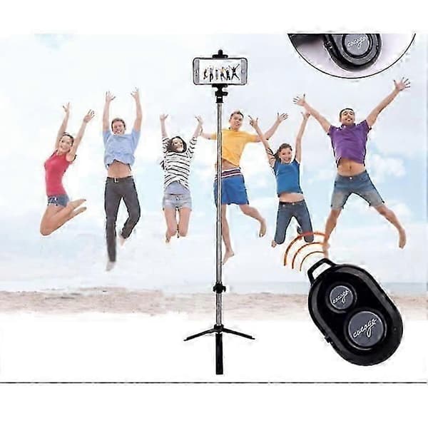 Bluetooth Selfie Stick Stativ med Fjernkontroll for iPhone og Samsung