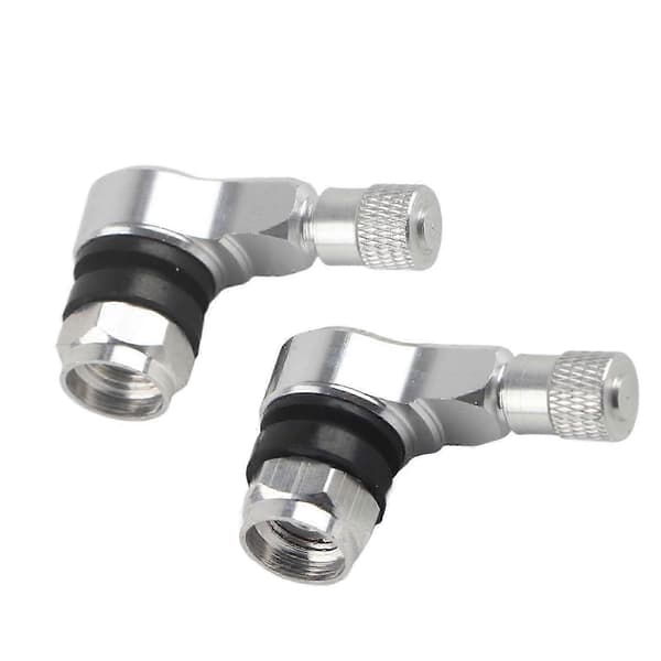 2 stk. 11,3 mm aluminium motorcykel dækventilhætter 90° sølv—ls