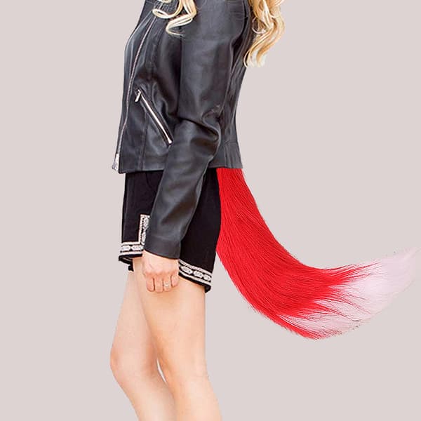 Faux Fur Kat Ræv Ulv Pels Hale og Ører til Halloween Red White
