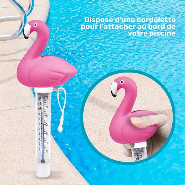 Bassengtermometer, 1 flytende termometer med snor (Flamingo)—ls