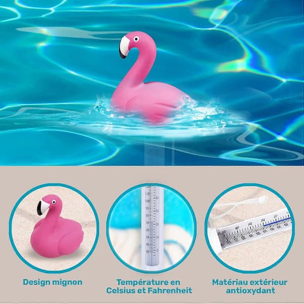Bassengtermometer, 1 flytende termometer med snor (Flamingo)—ls