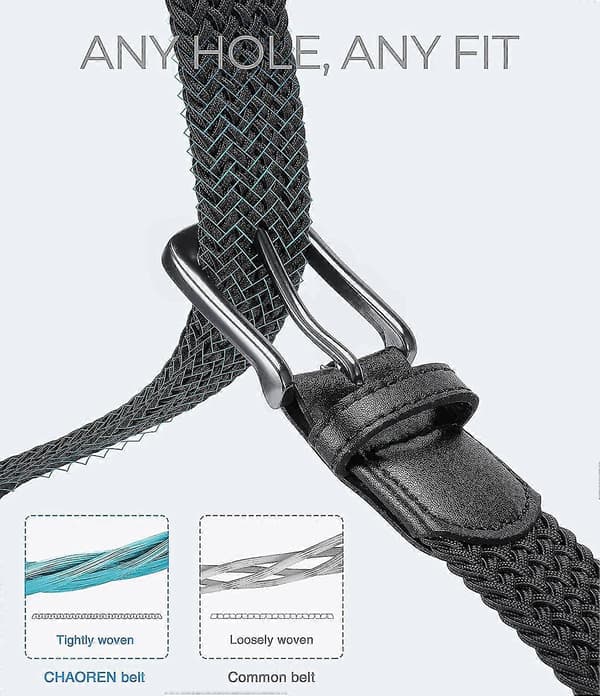 Bælte Stretch Flettet Golfbælte Mænds Casual Vævet Elastisk Bælte black