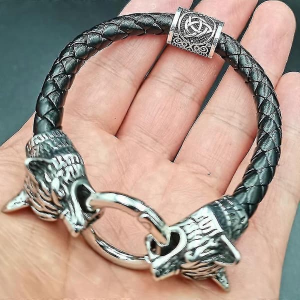Armbånd i rustfrit stål med ulvehoved til mænd Hk—ls