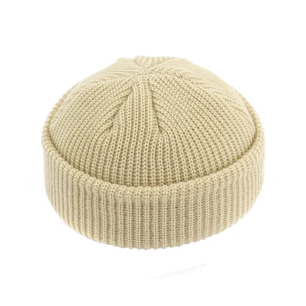 Strikket lue høst- og vinterullue, varm lue - beige