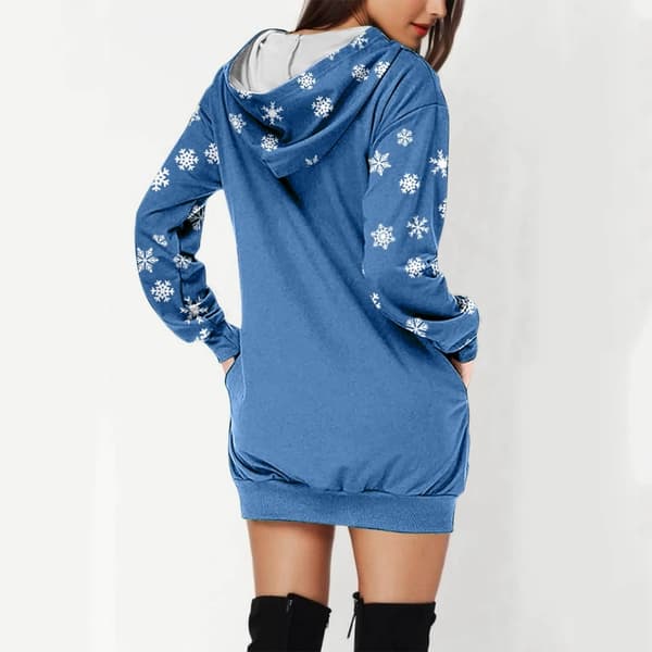 Julekjoler til kvinder Sweatshirtkjole Julemandstøj Vestidos Para Navidad De Mujer Festlig Sweater Blå Blå Blue M