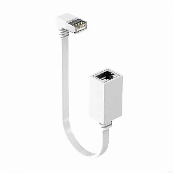 15 cm Cat7 Ethernet forlængerkabel 10 Gbps RJ45 han til hun 90° retvinklet adapter til pc bærbar computer White