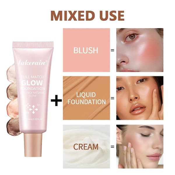 LongLasting Matte Glow Liquid Foundation #4, Lätt Full Täckning Ansiktsmakeup—ls