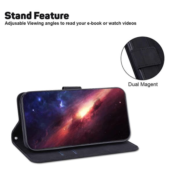 Til Nothing Phone 1 Geometrisk præget flip læder telefoncover Black