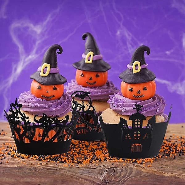Cupcake Wrappers Sorte Flagermus Cupcake Wrappers Cupcake Liners Spøgelse Cupcake Dekorationer Tema Festartikler A2 500pcs