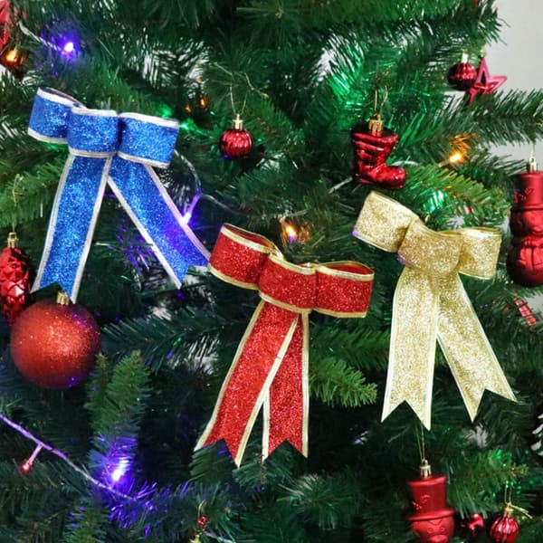 5 st glitter julgransrosetter julklappsrosettband för H