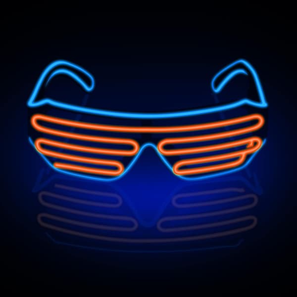 Neon Rave Glasögon (Blå+Orange) Blinkande LED Solglasögon Lyser Upp D