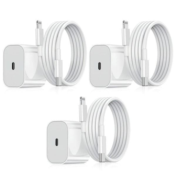 3-pack iPhone-laddare – Snabbladdare Adapter + USB-C 20W Vit (NT) 3-pack iPhone 3-pack 3-pack iPhone