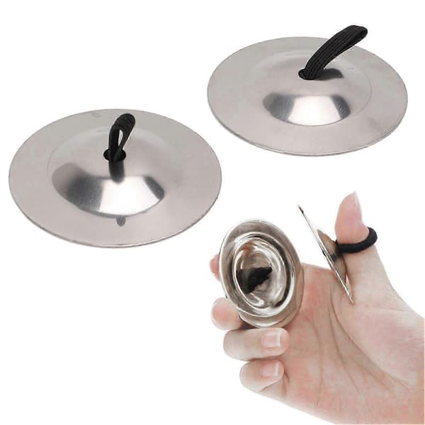 2 st fingercymbaler ren koppar slitstark lättgreppad fingerklocka för dansfest helg silver