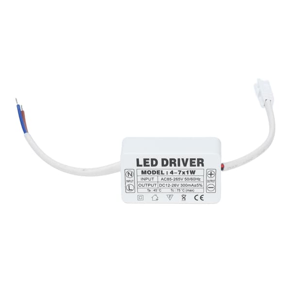 4‑7X1W LED-driver konstant strøm 300mA Inngang AC85‑265V Utgang DC12‑26V Strømforsyningstransformator