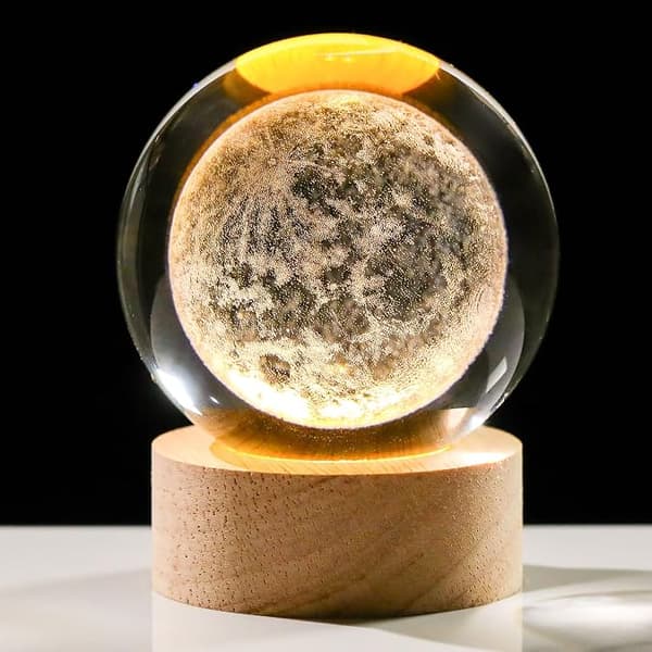 Solsystem, Melkeveien, Månen, Kreativ 5d lasergravering krystallkule nattlys Moon