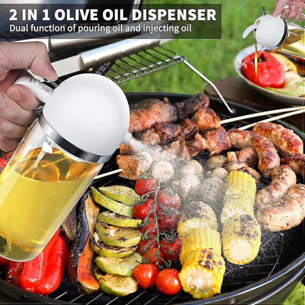 500 ml oliesprøjte 2 i 1 oliedispenser oliesprayflaske til madlavning[ls] White